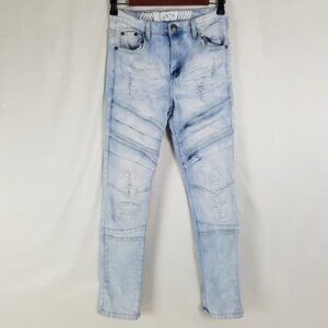 G Star Jeans Boys 16 Blue Moto Distressed Skinny Leg Light Wash Denim W26 x L27